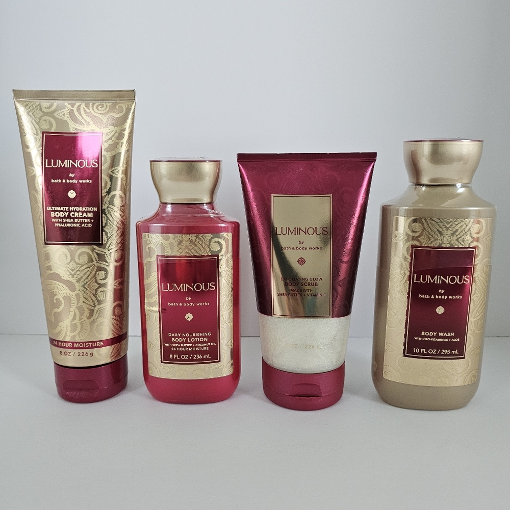 Bath & Body Works Luminous Lotion Cream Scrub Wash Gift Set NEW
